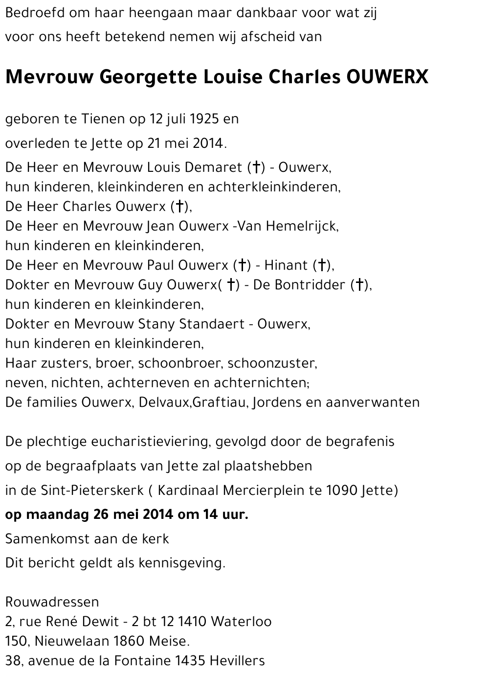 Georgette Louise Charles OUWERX