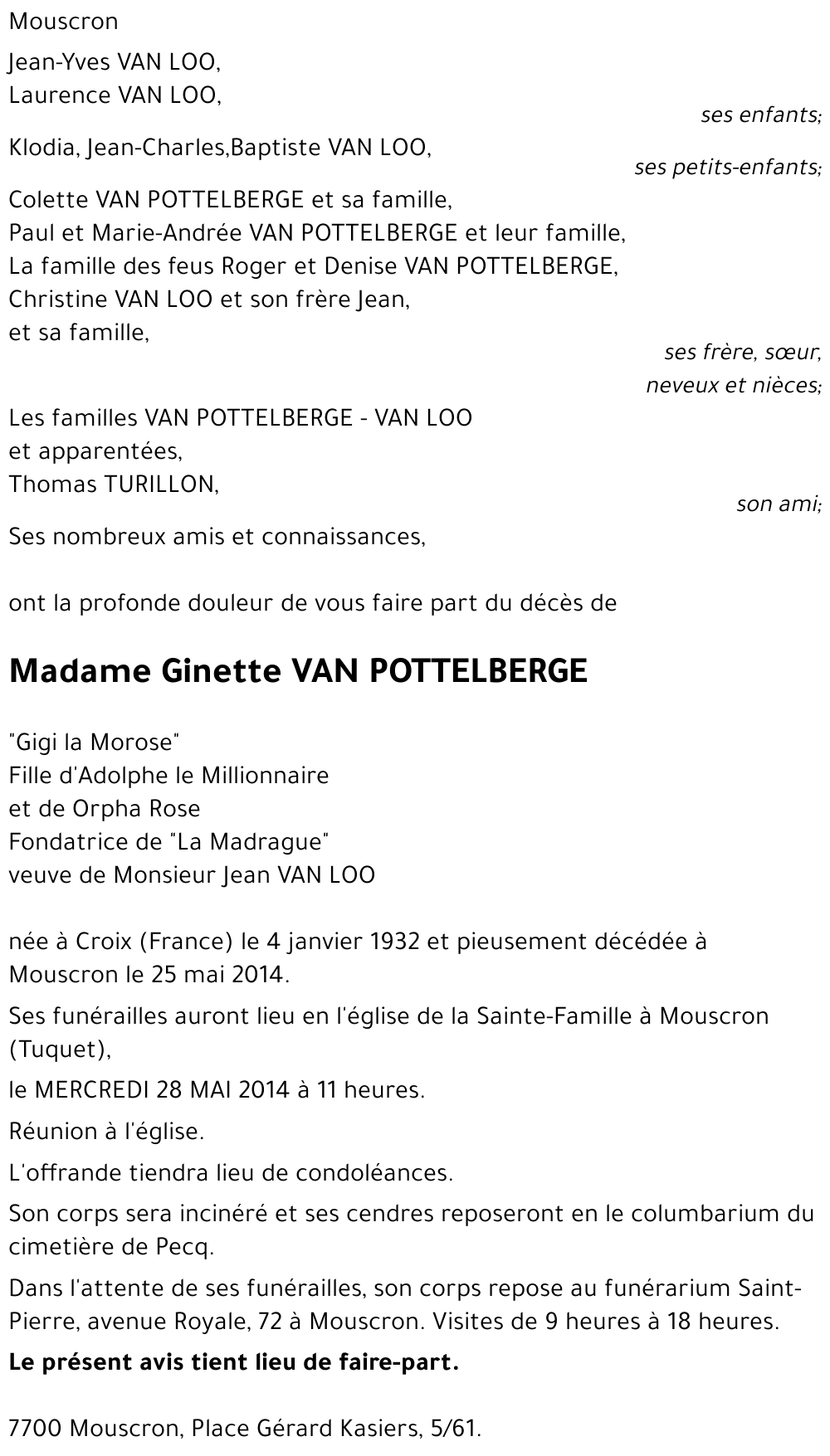 Ginette VAN POTTELBERGE