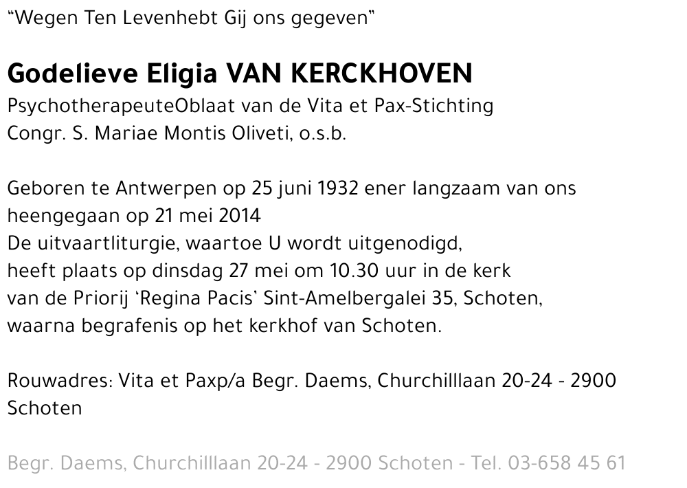 Godelieve Eligia Van kerckhoven