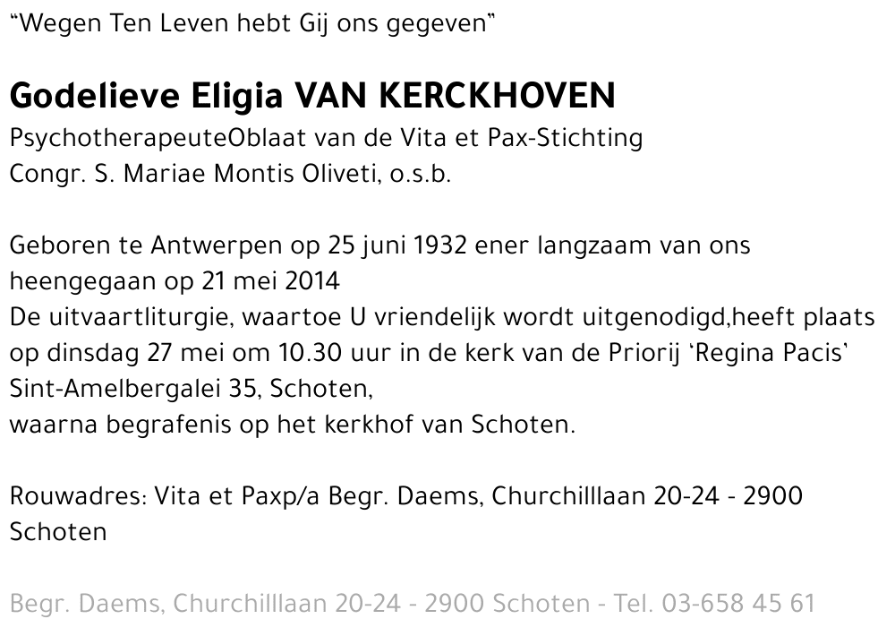 Godelieve Eligia Van kerckhoven