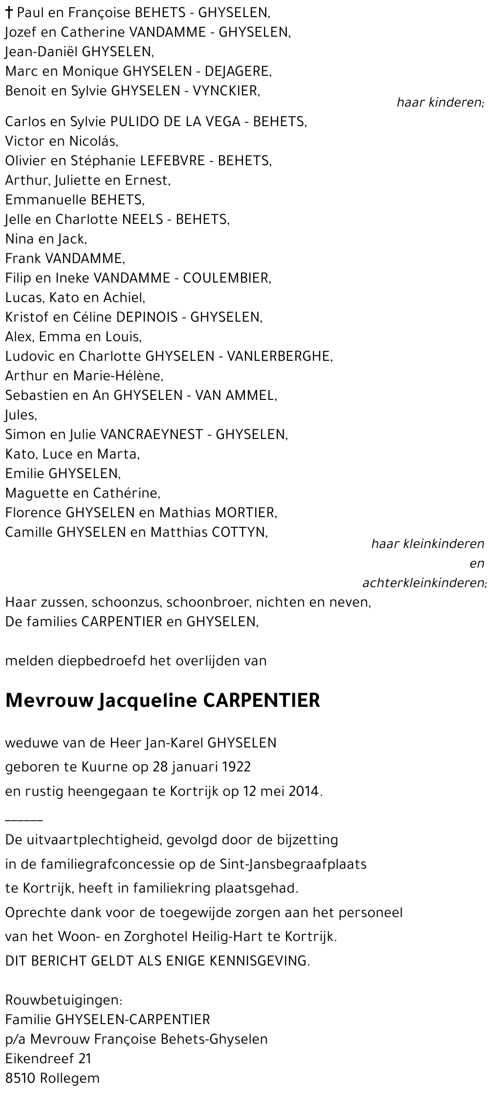Jacqueline CARPENTIER