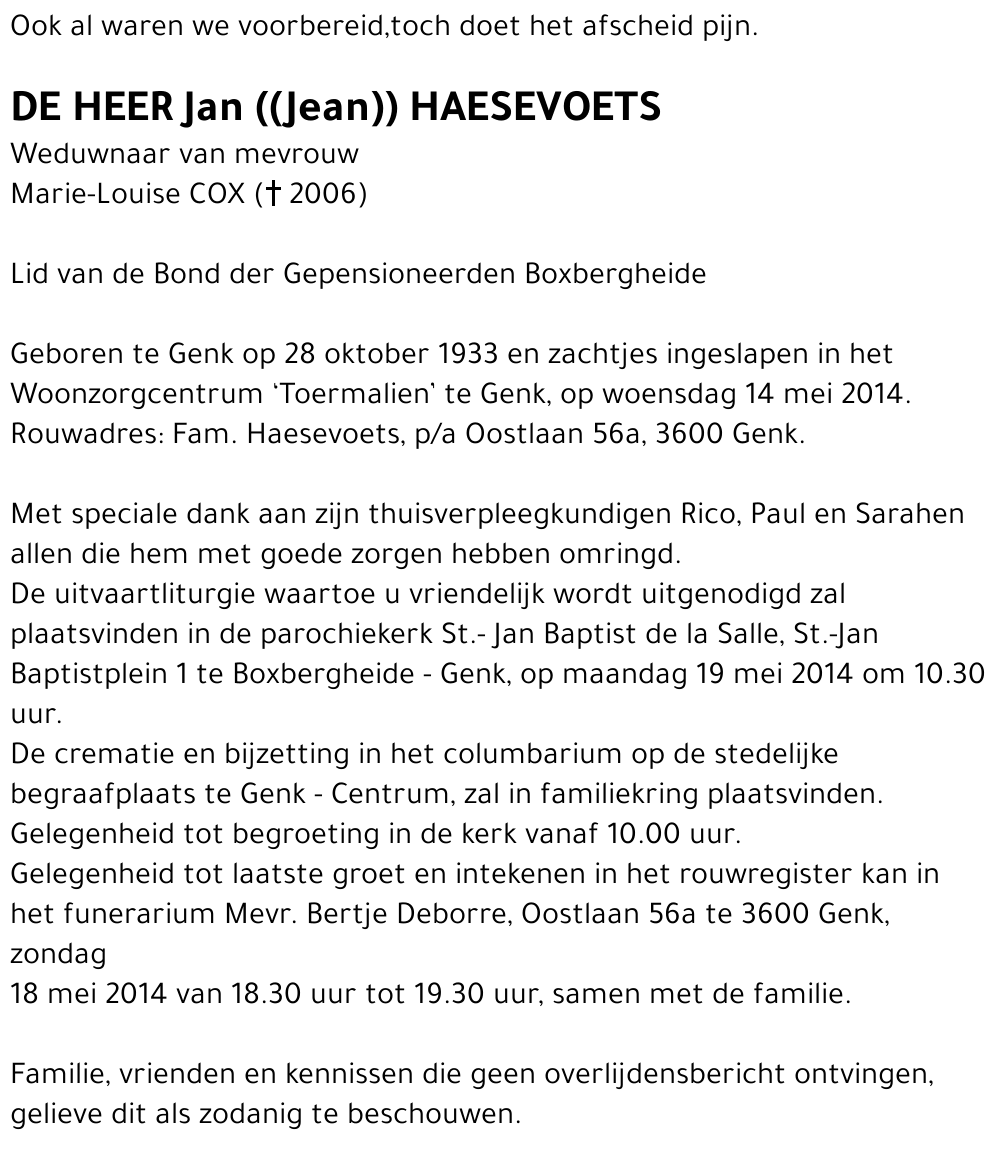Jan HAESEVOETS