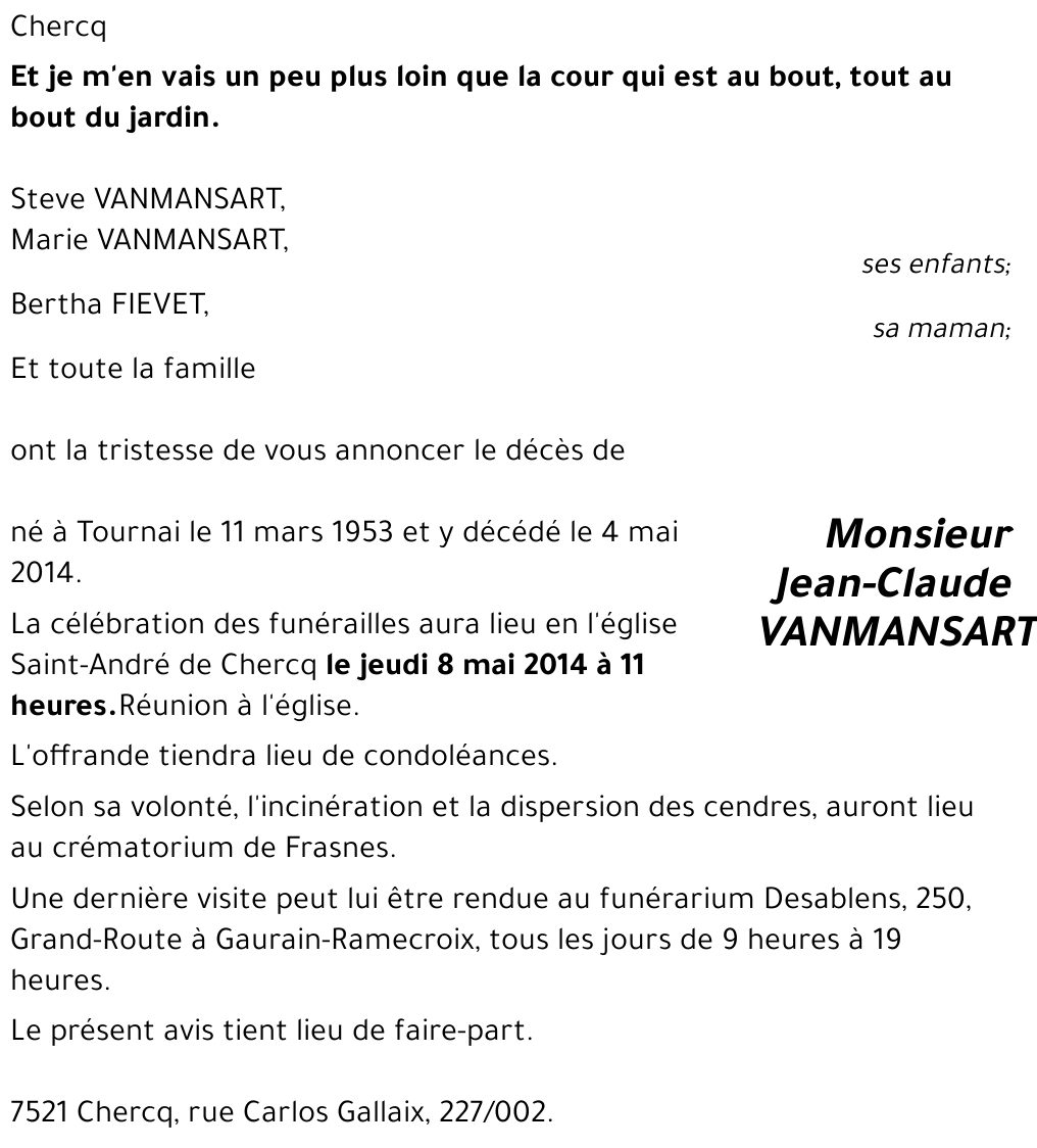 Jean-Claude VANMANSART