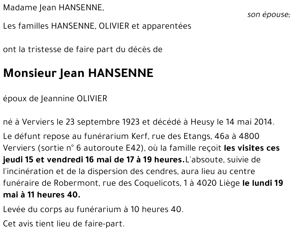 Jean HANSENNE