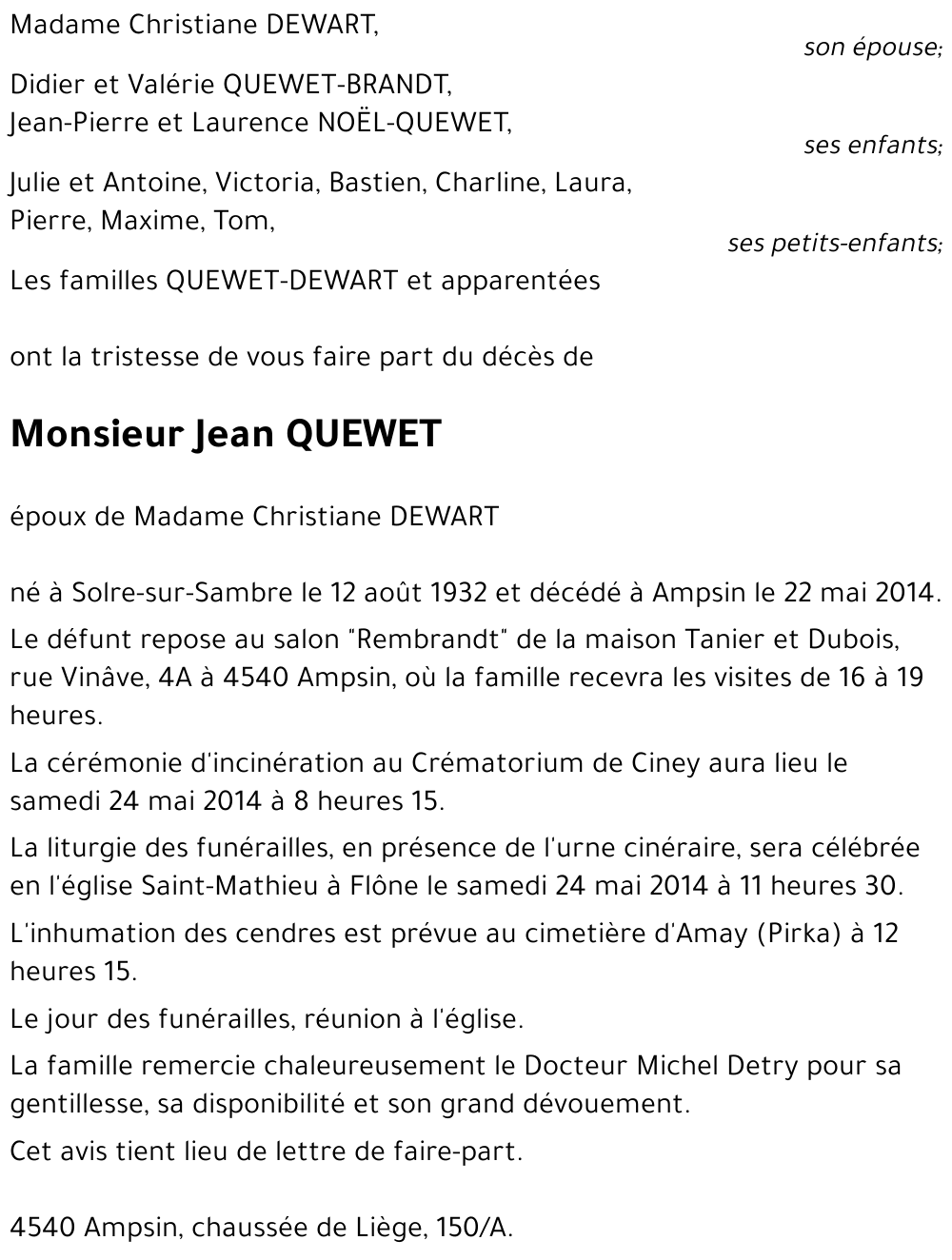 Jean QUEWET