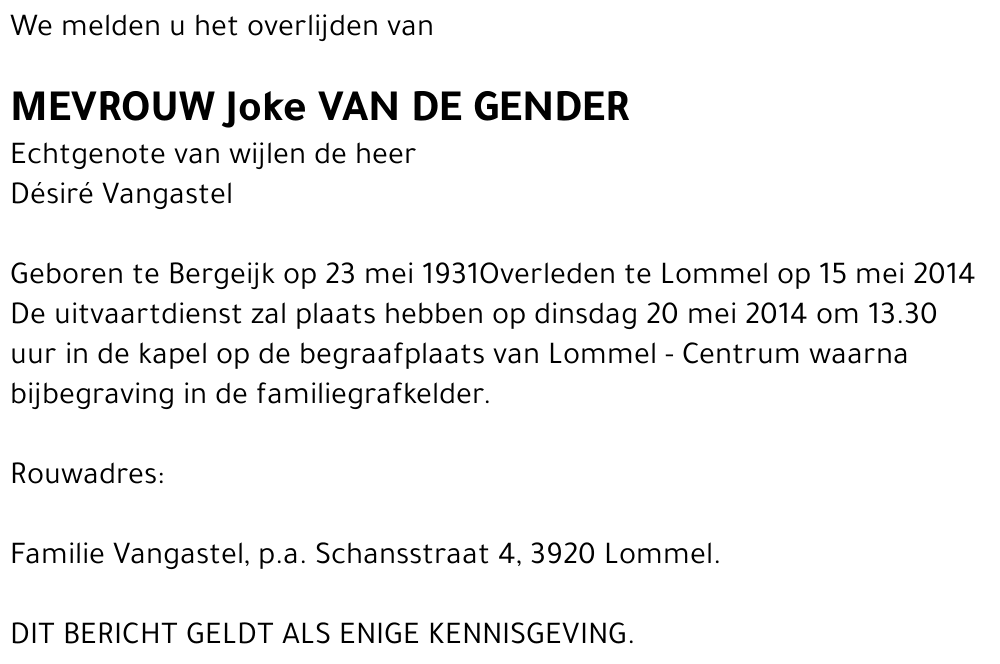 Joke van de Gender