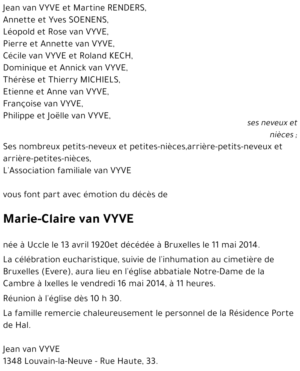 Marie-Claire van VYVE