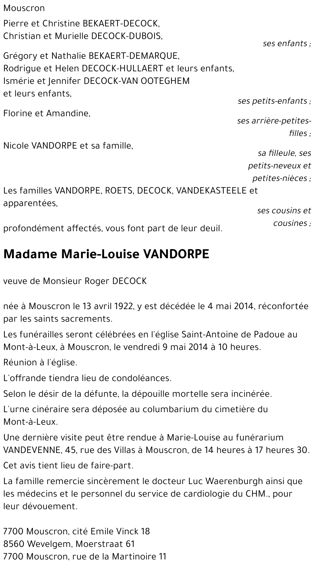 Marie-Louise VANDORPE