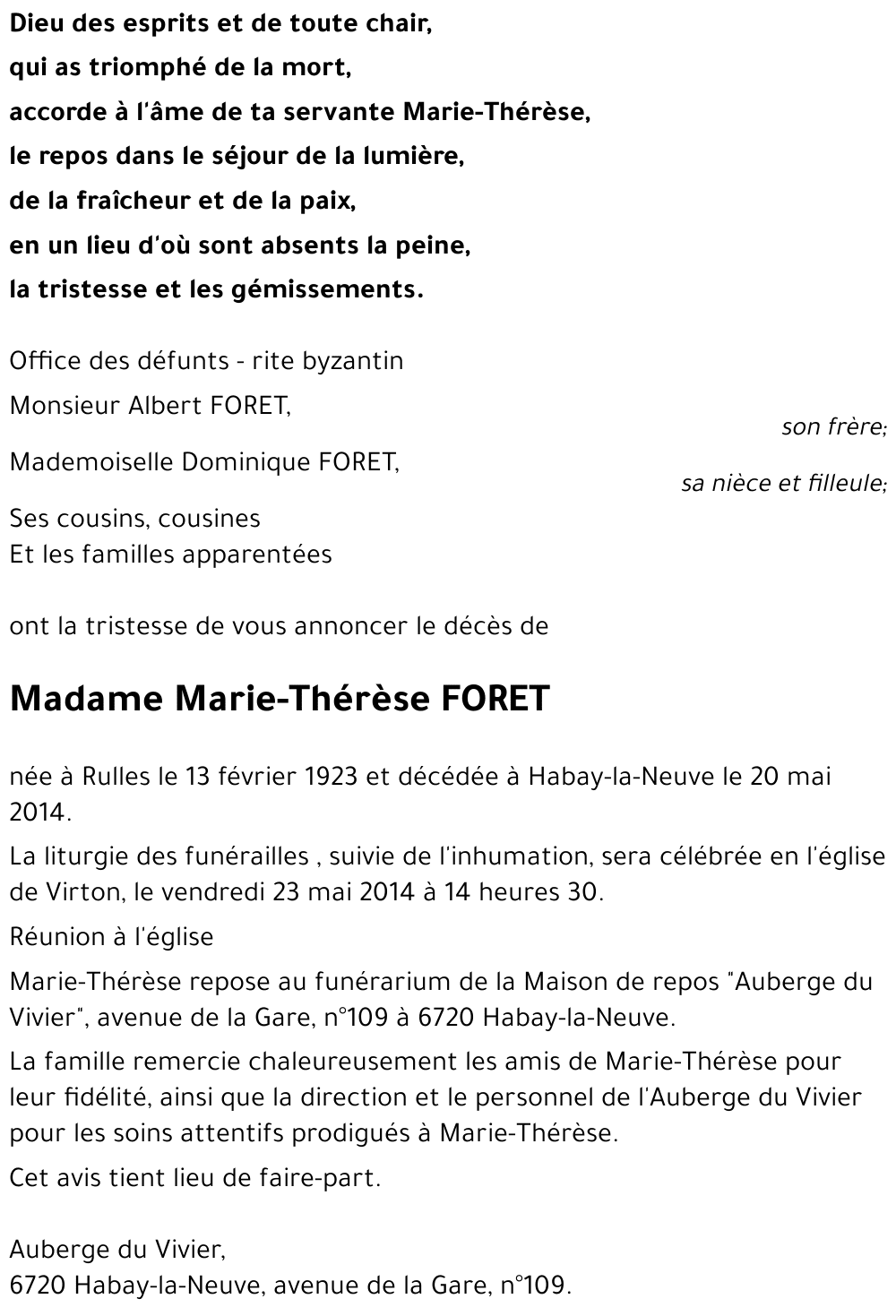 Marie-Thérèse FORET