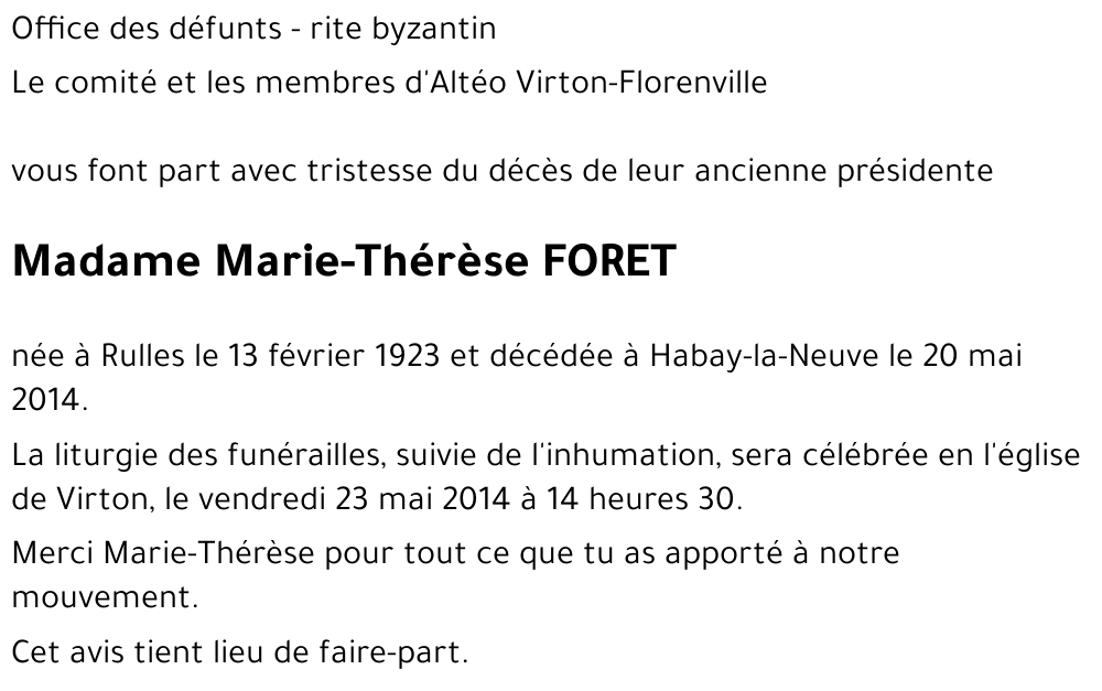 Marie-Thérèse FORET