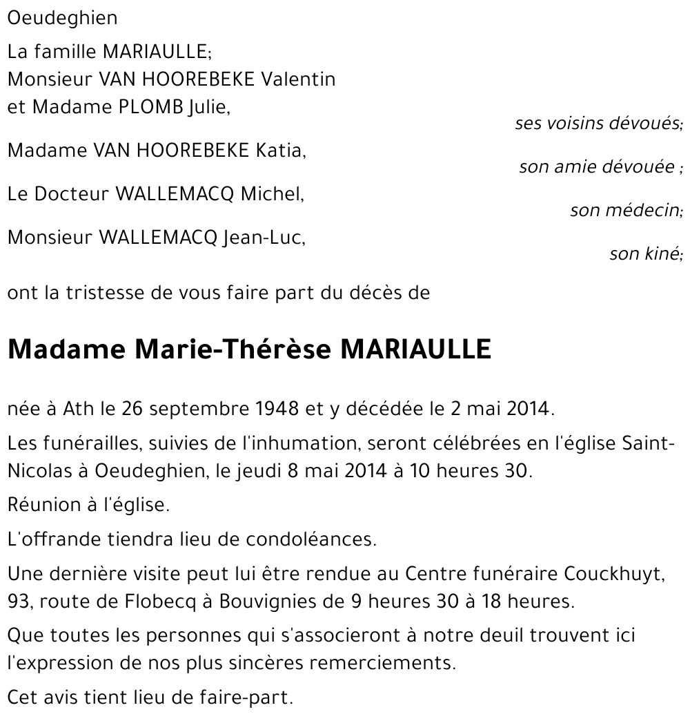 Marie-Thérèse MARIAULLE