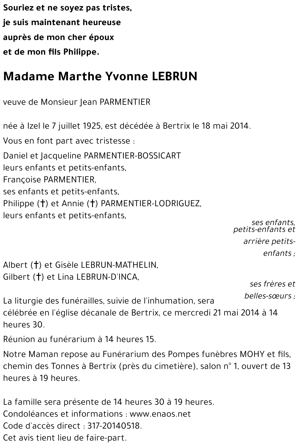 Marthe Yvonne LEBRUN