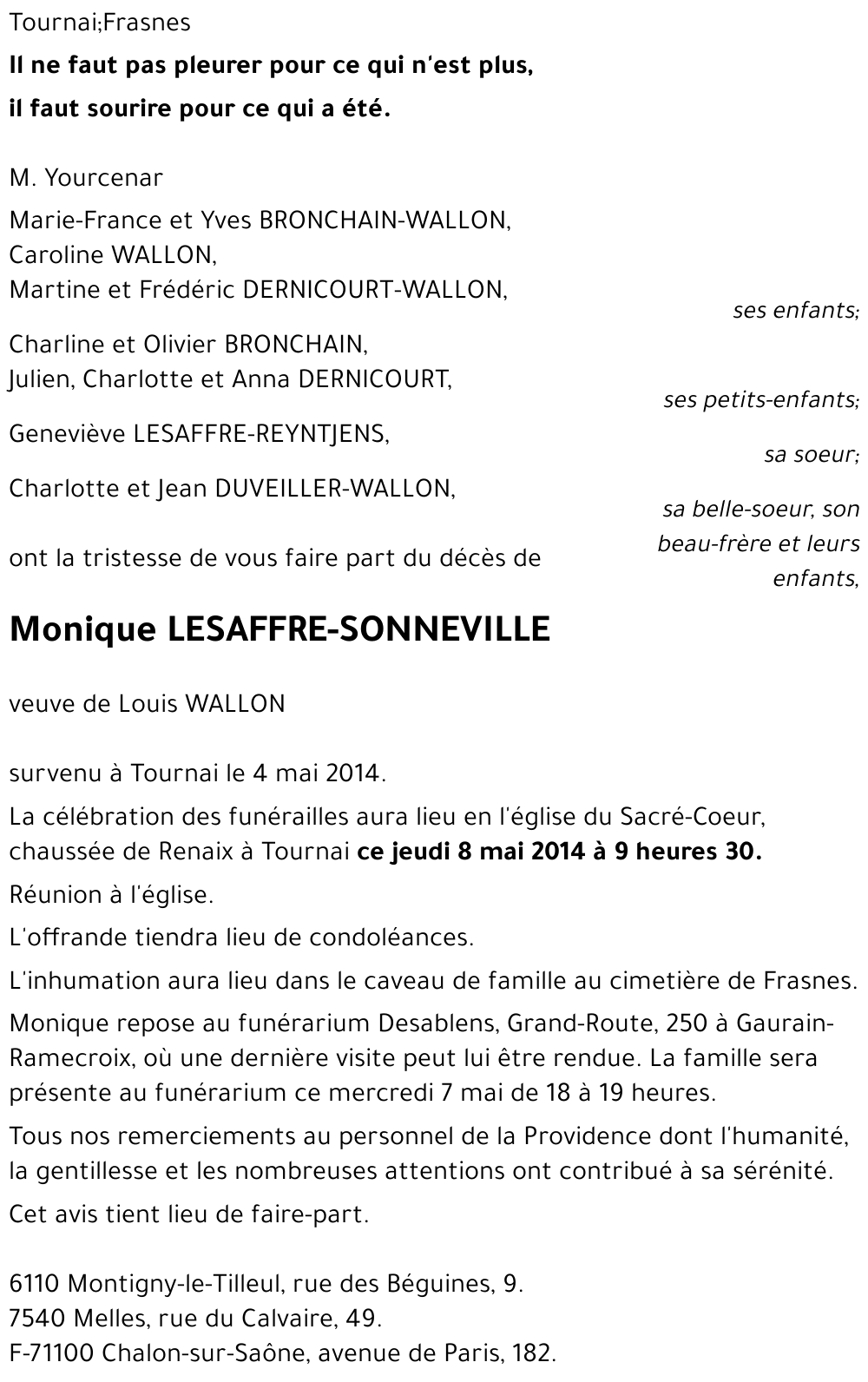 Monique LESAFFRE-SONNEVILLE