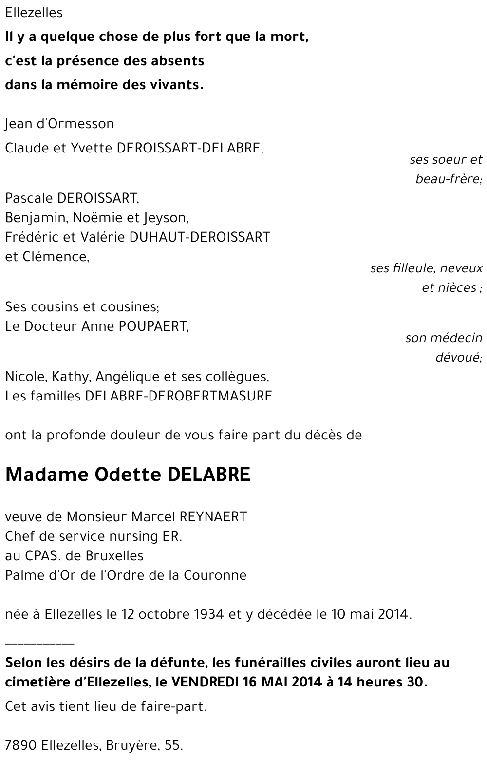 Odette DELABRE