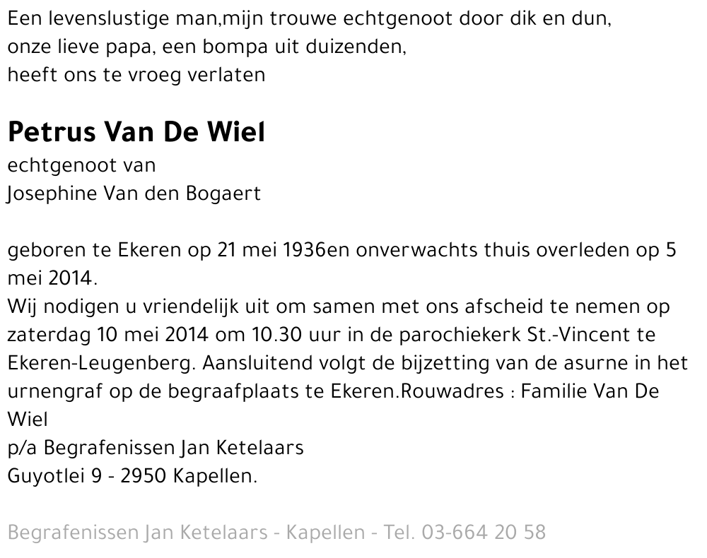 Petrus Van De Wiel
