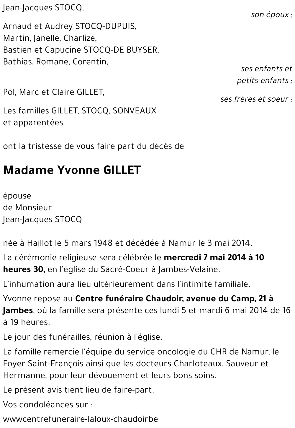 Yvonne GILLET
