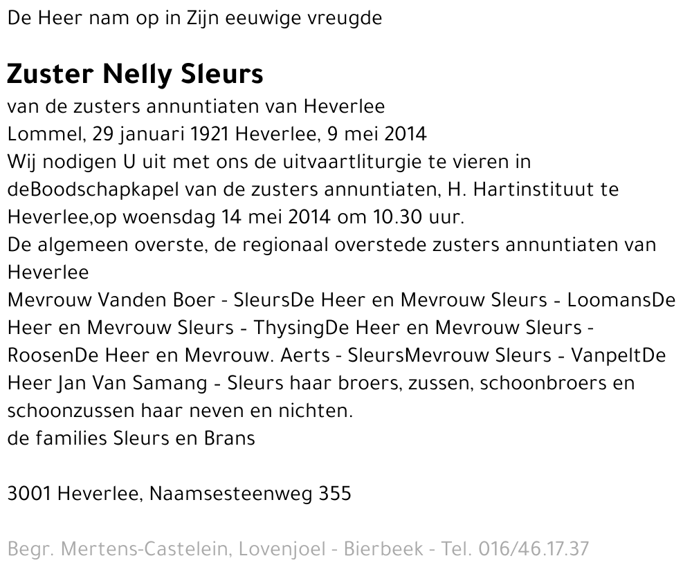 Zuster Nelly Sleurs