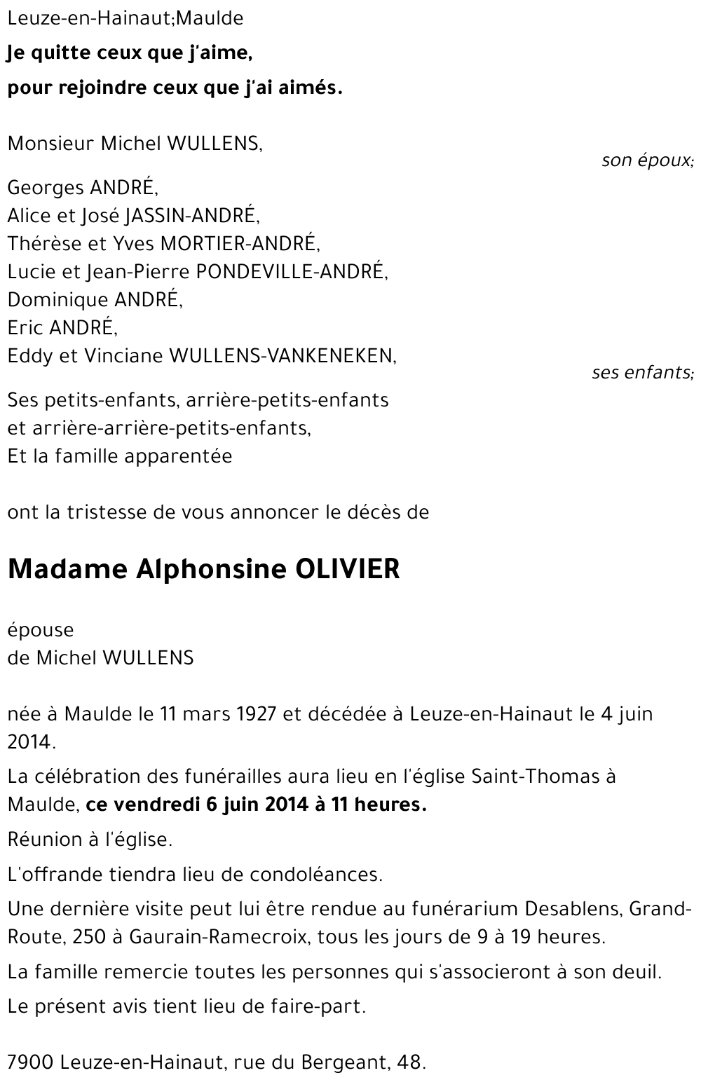 Alphonsine OLIVIER