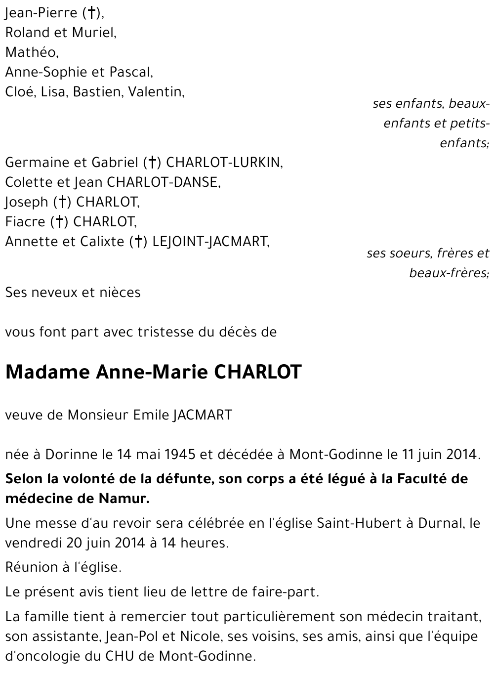 Anne-Marie CHARLOT
