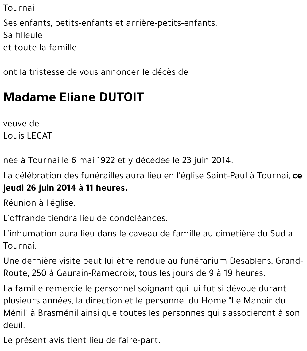 Eliane DUTOIT