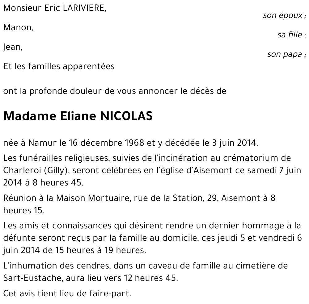 Eliane NICOLAS