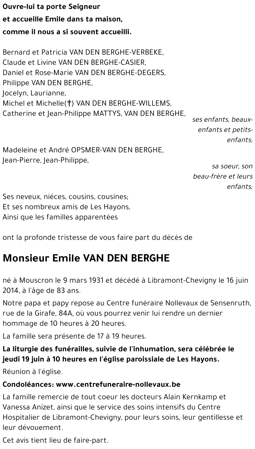 Emile VAN DEN BERGHE