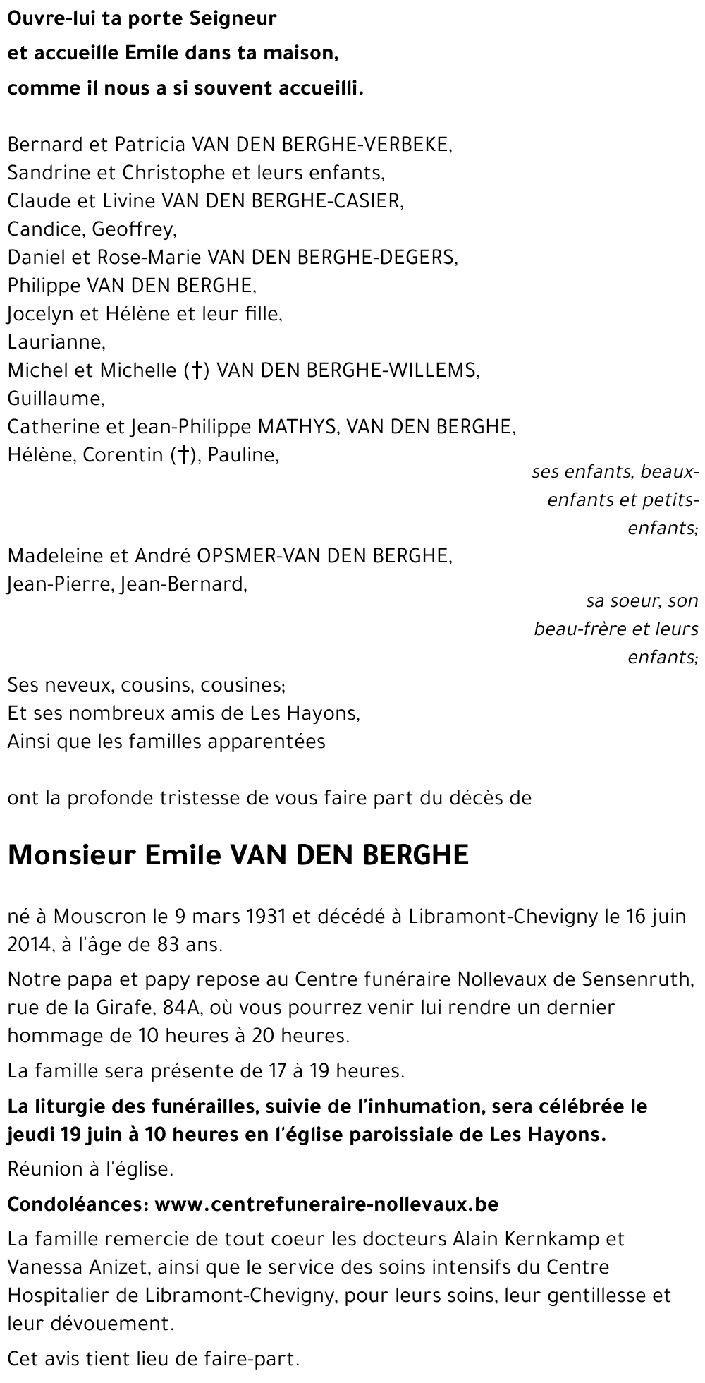 Emile VAN DEN BERGHE