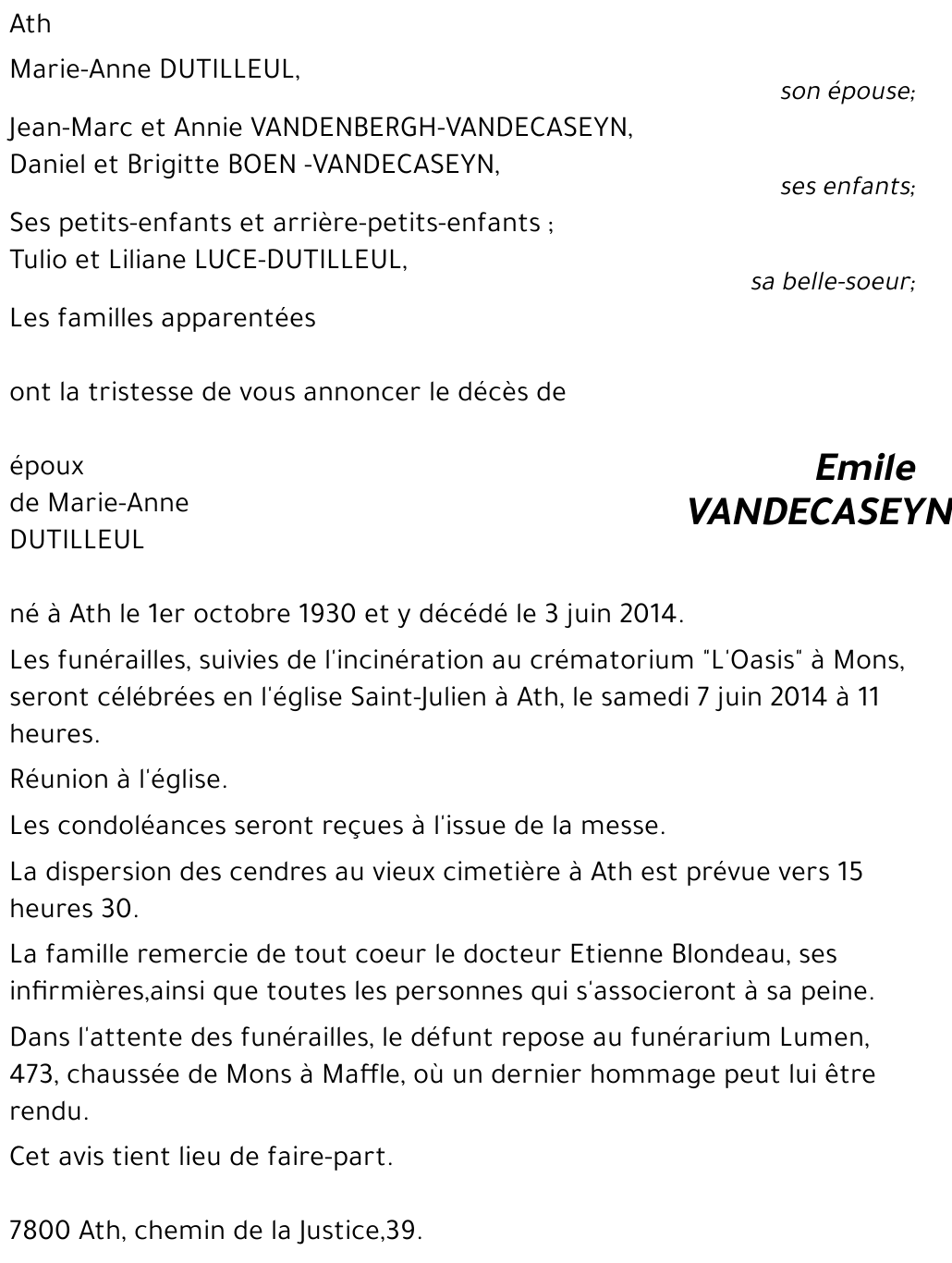 Emile VANDECASEYN