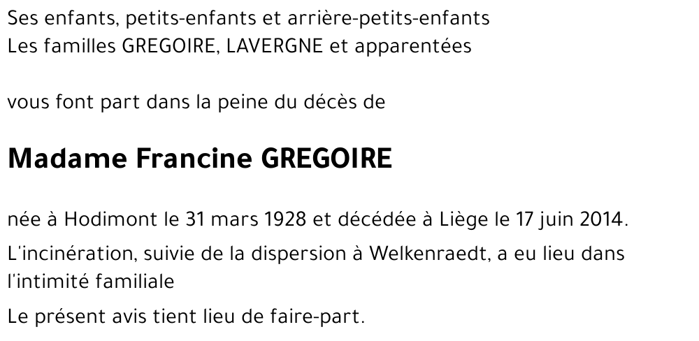 Francine GREGOIRE