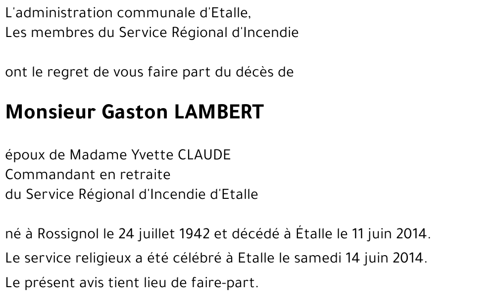 Gaston LAMBERT