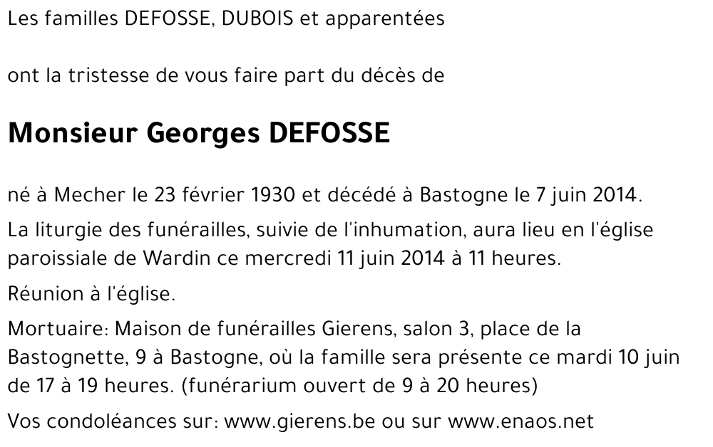 Georges DEFOSSE
