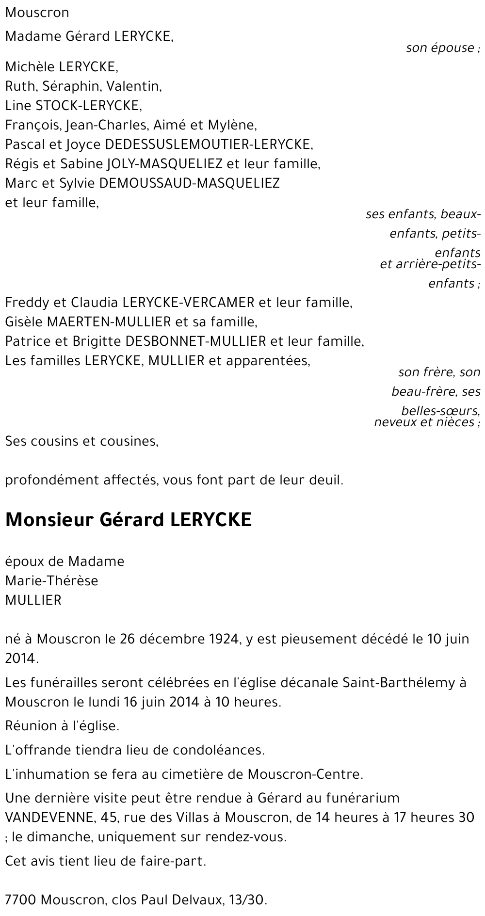 Gérard LERYCKE