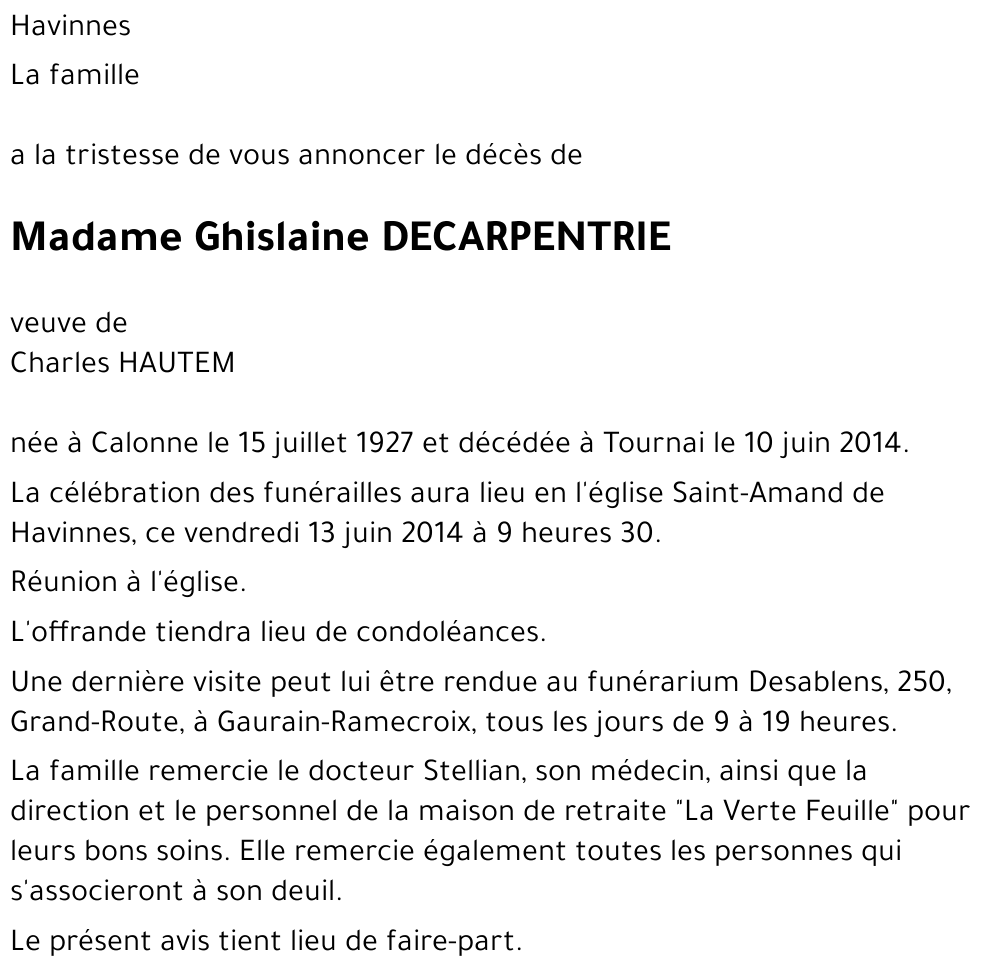 Ghislaine DECARPENTRIE