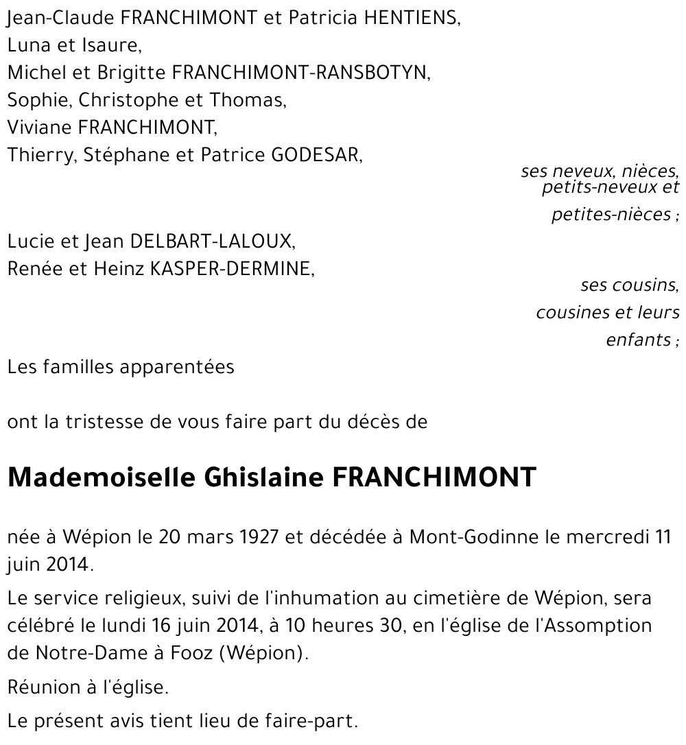 Ghislaine FRANCHIMONT