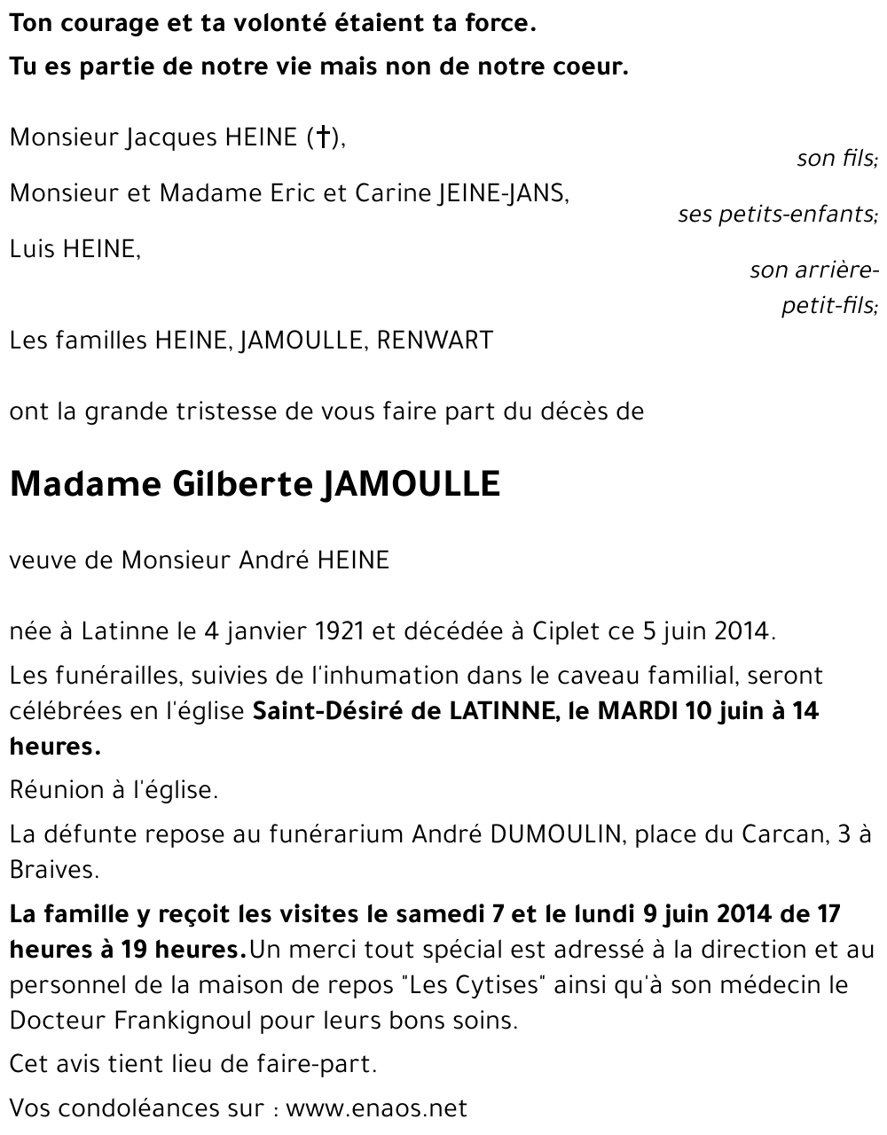 Gilberte JAMOULLE