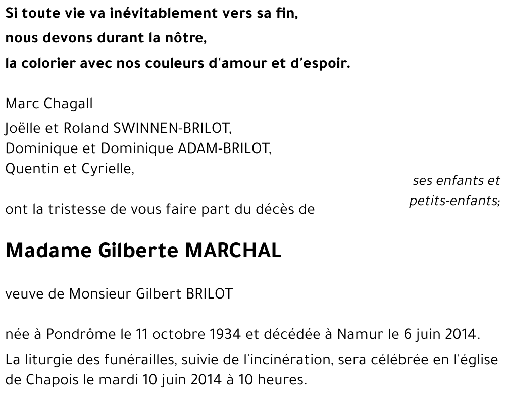 Gilberte MARCHAL