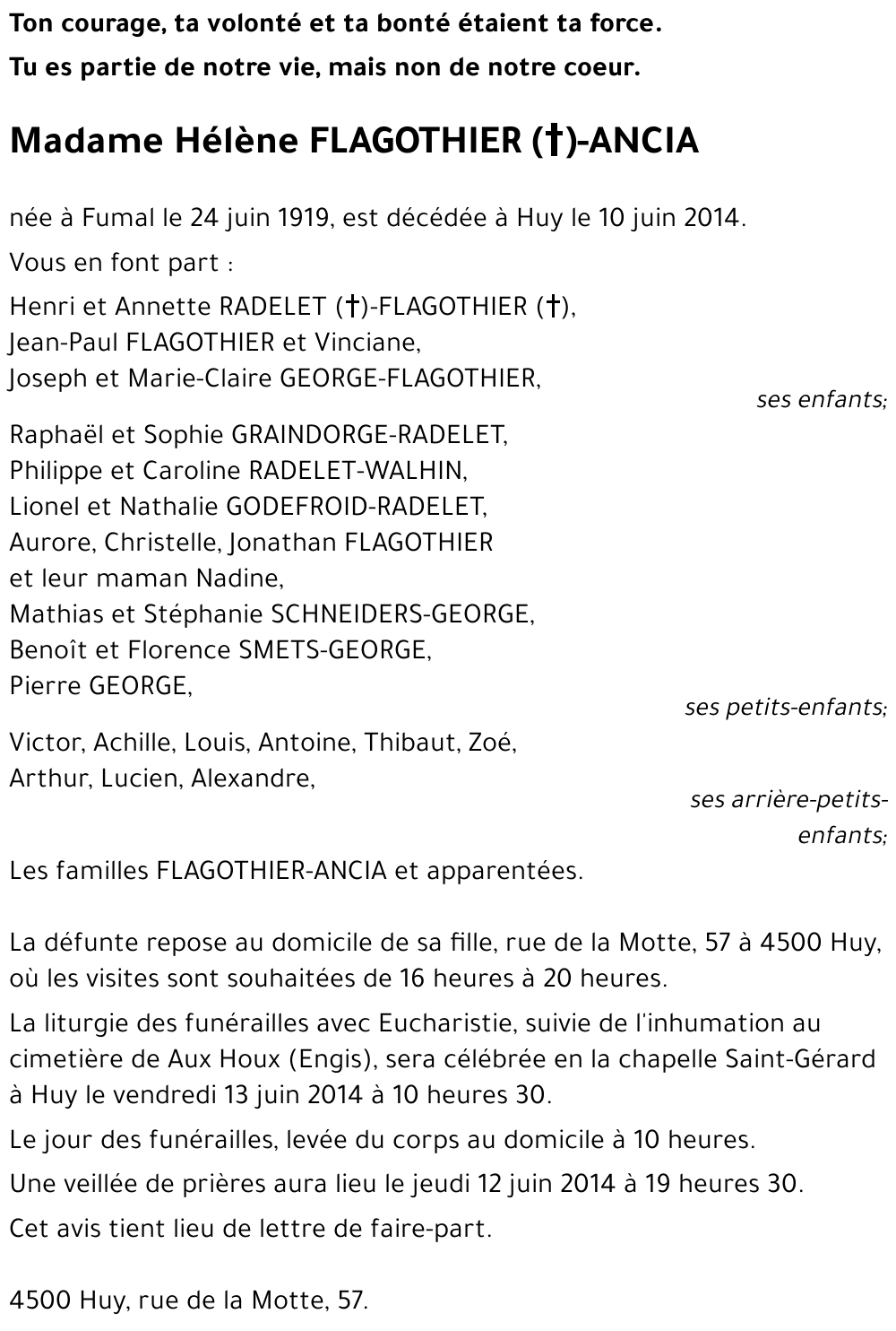 Hélène FLAGOTHIER (+) - ANCIA