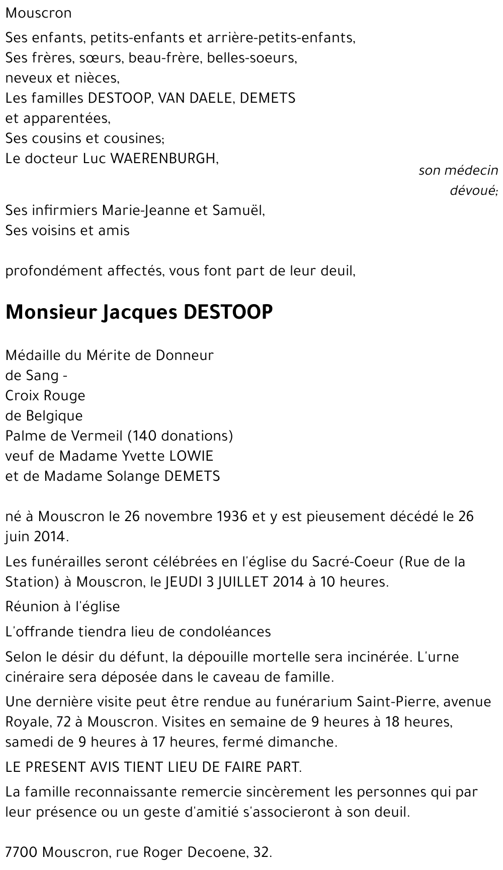 Jacques DESTOOP