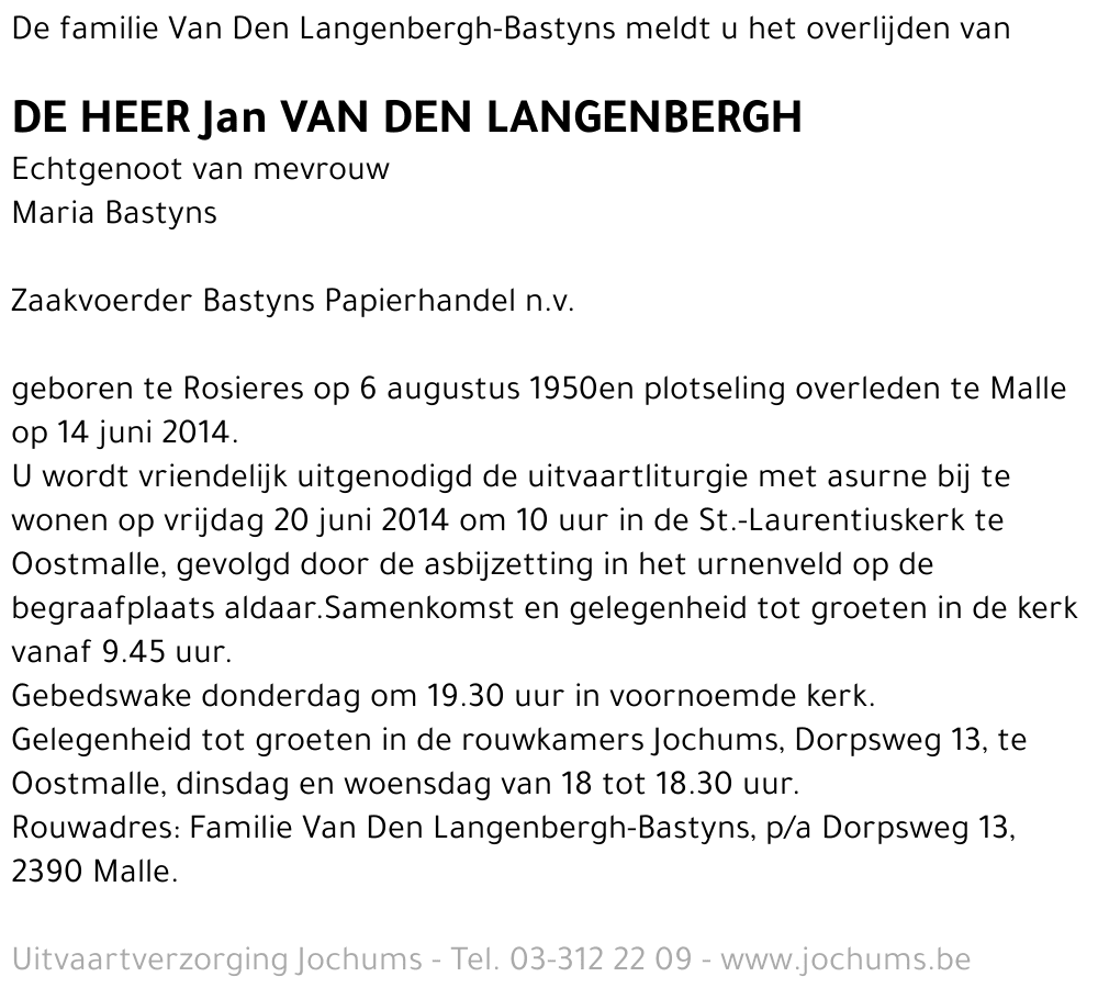 Jan Van Den Langenbergh