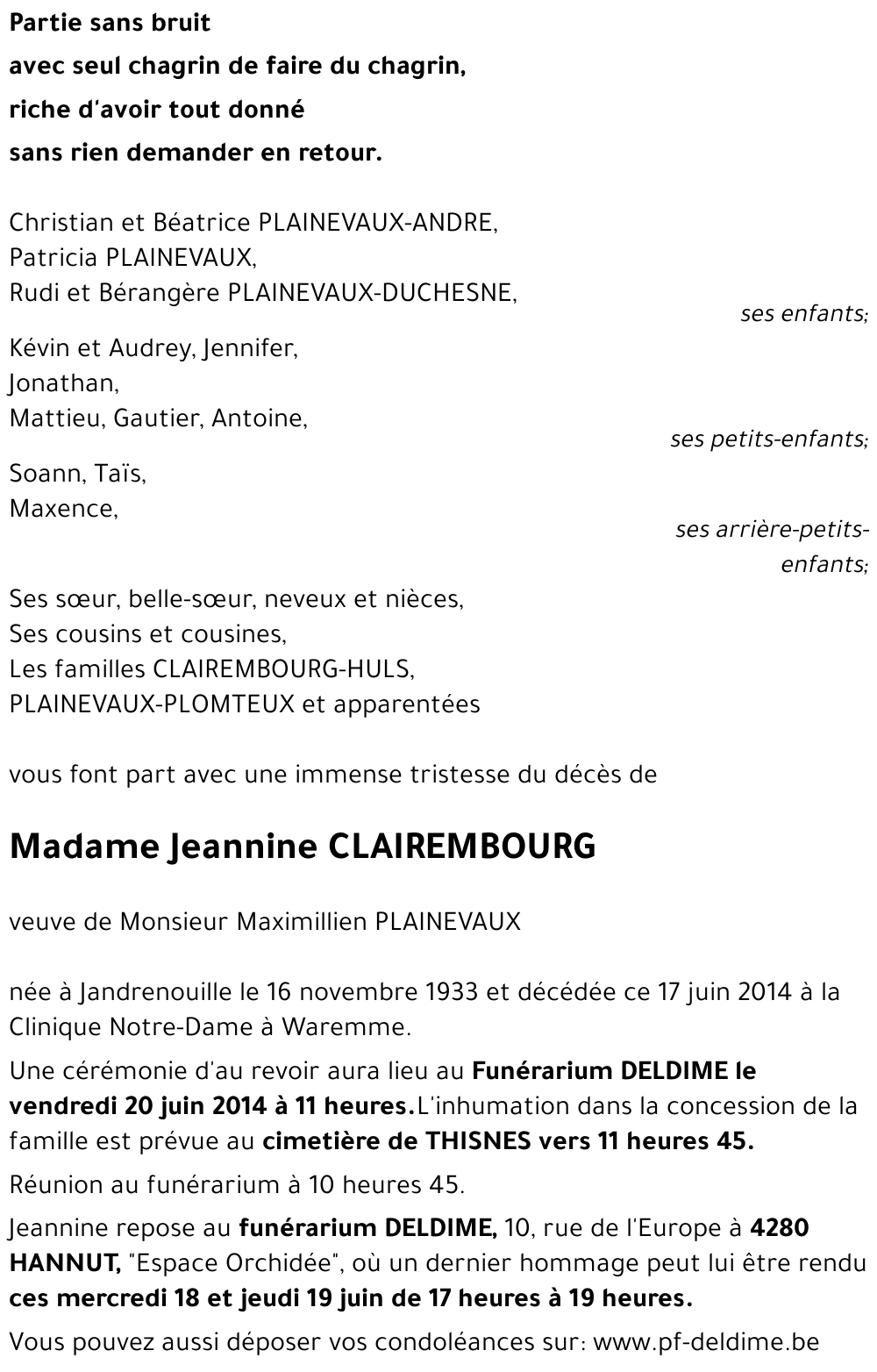 Jeannine CLAIREMBOURG