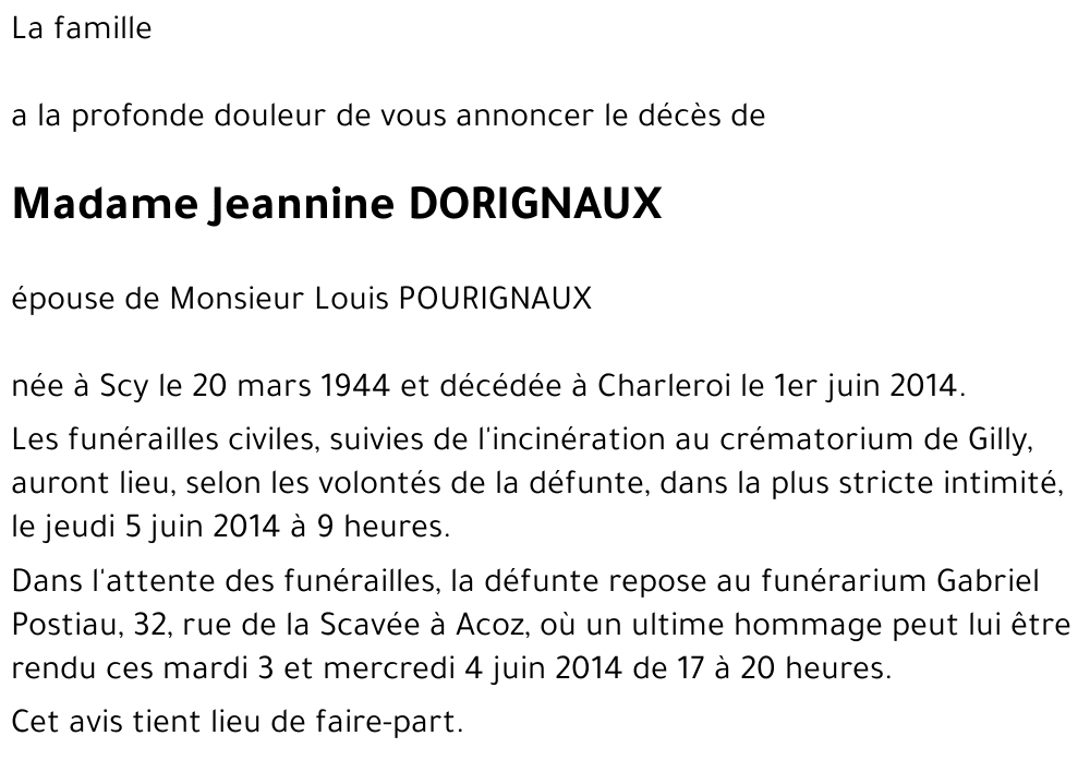 Jeannine DORIGNAUX