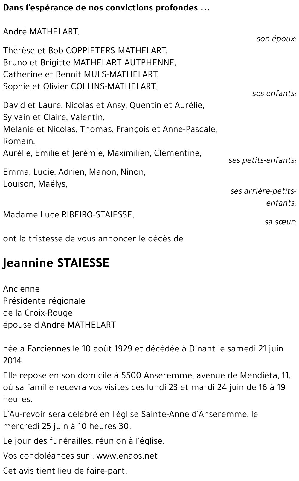 Jeannine STAIESSE