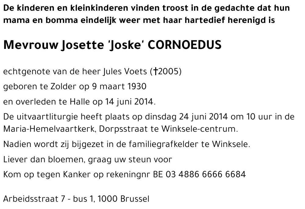 Josette 'Joske' CORNOEDUS