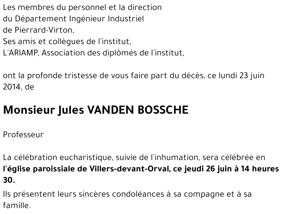 Jules VANDEN BOSSCHE