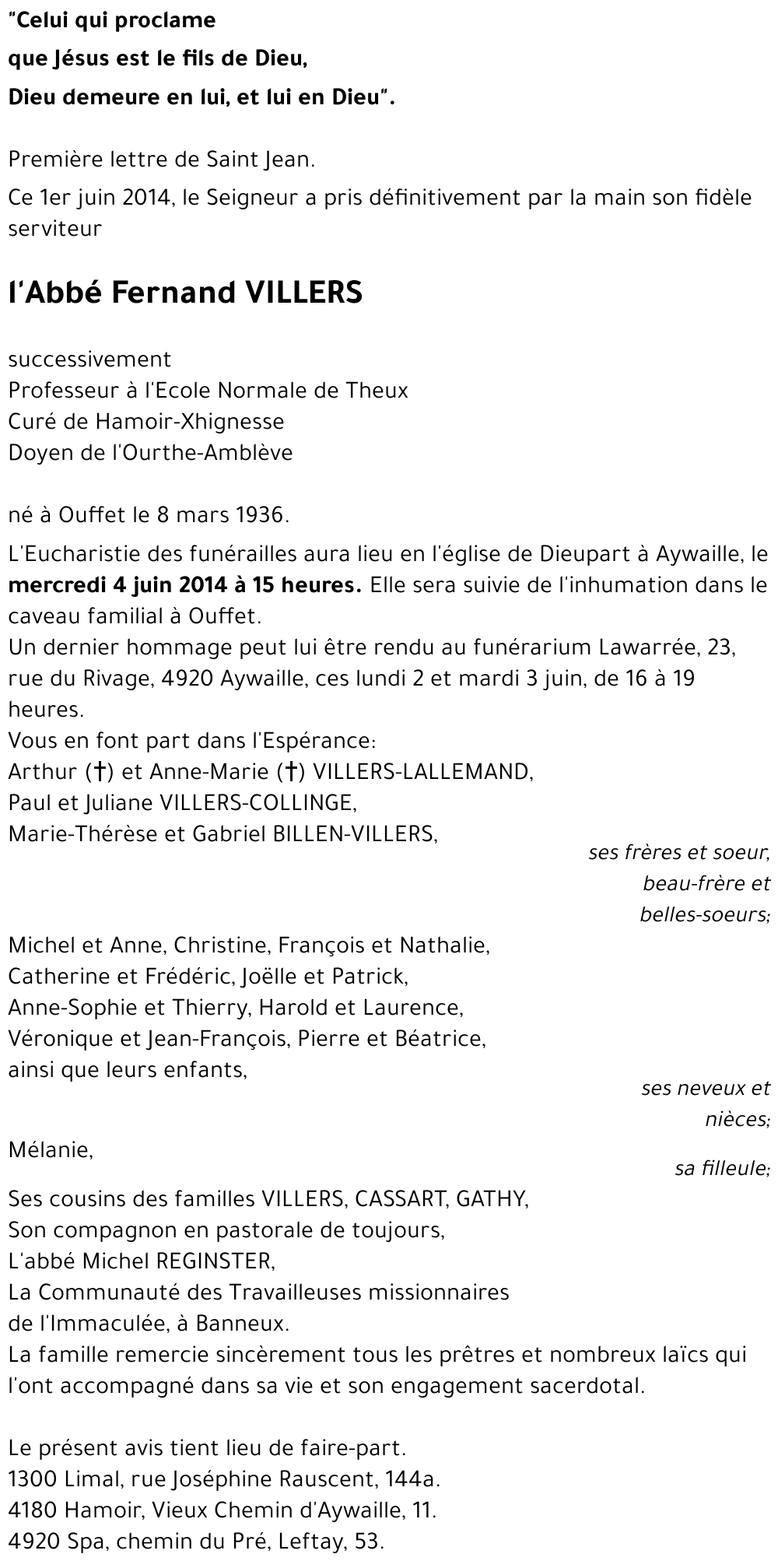 l'Abbé Fernand VILLERS