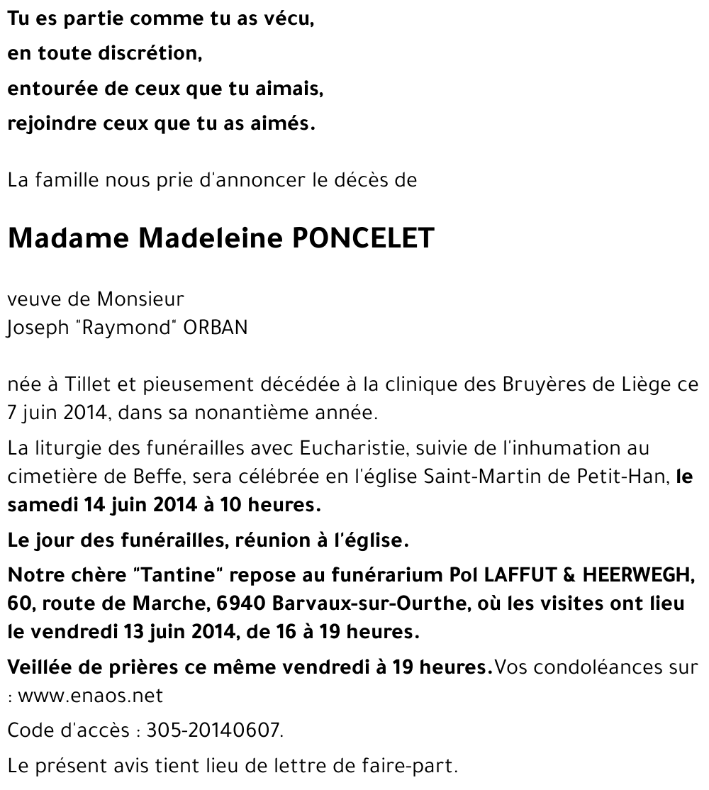 Madeleine PONCELET