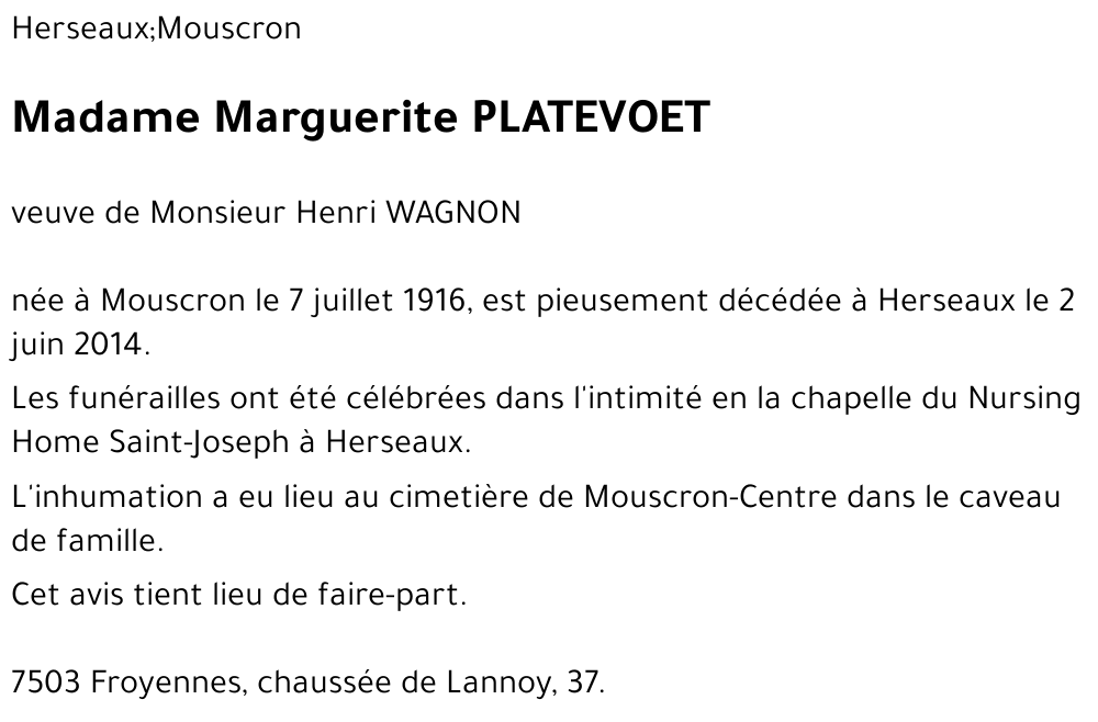 Marguerite PLATEVOET