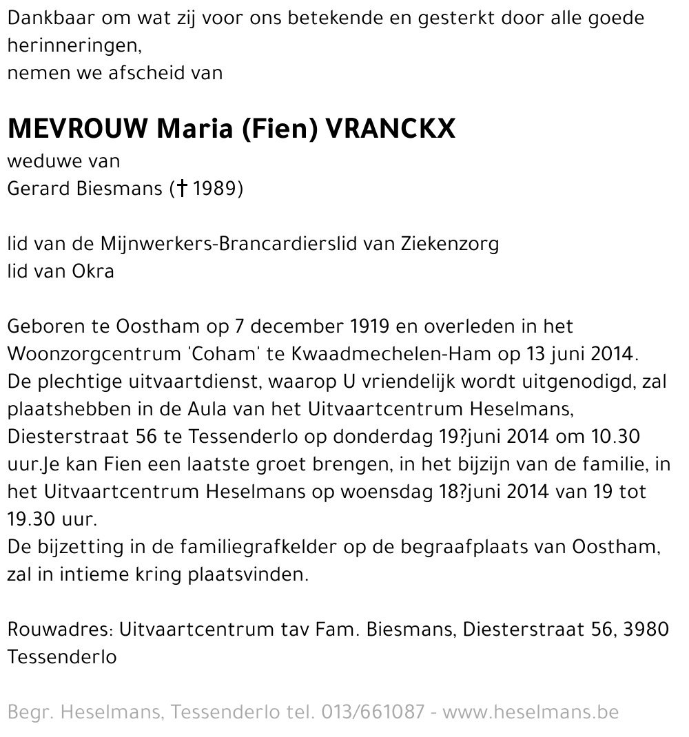 Maria (Fien) Vranckx