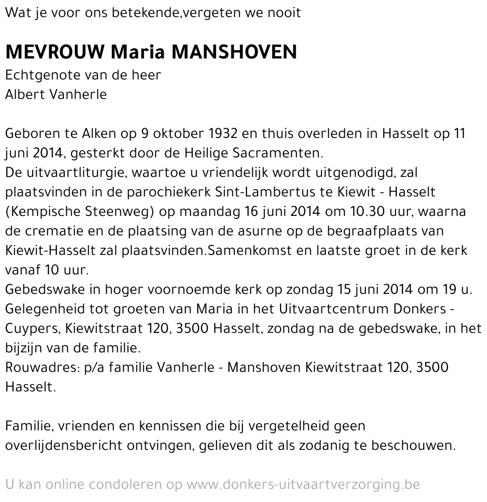 Maria Manshoven