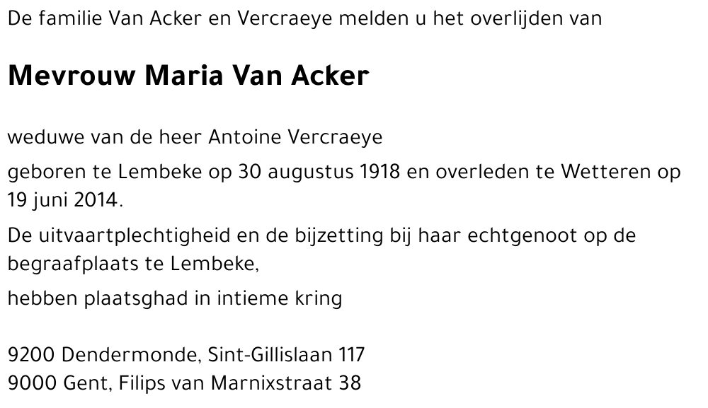 maria Van Acker